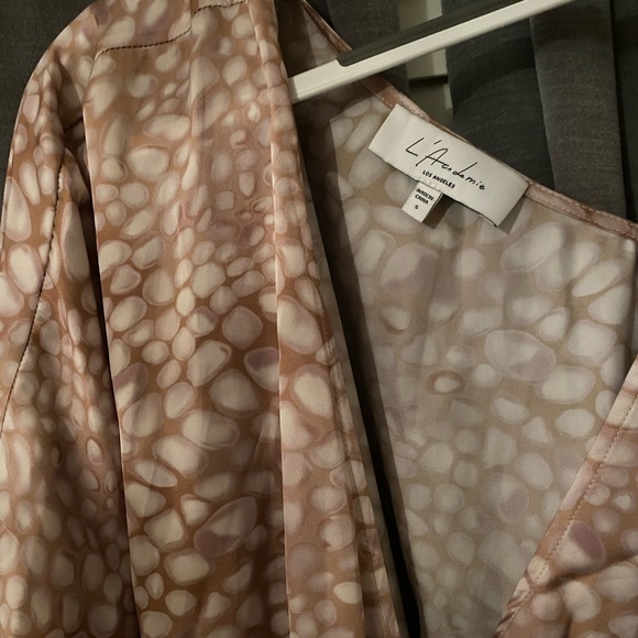 Pink and White Patterned One Shoulder Satin Dress, size Small - Picture 3 of 3